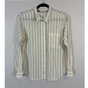 Barrie Pace Ltd. Striped Button-Up Shirt, Long Sleeve, Classic Fit, Size 4 Boho